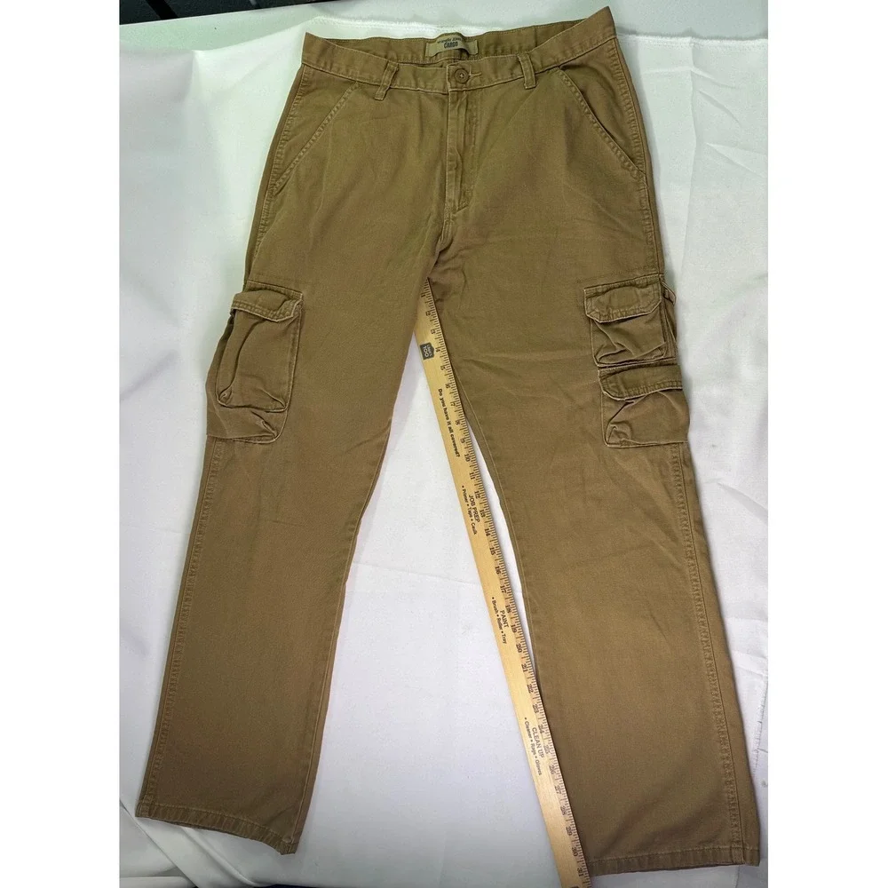 Wrangler Jeans Co Brown Cargo Pants Mens Cotton‎ Relaxed Workwear Utility 34x32